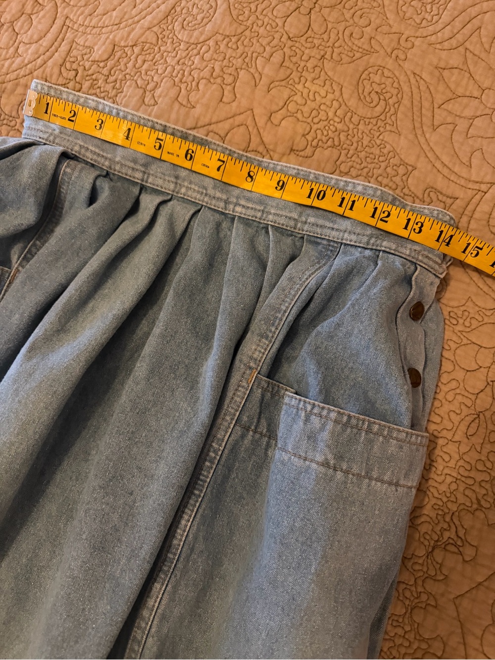 VTG 80s 90s LizWear Denim High Waist Full Pleated Skirt Cottagecore Prairie, M - Picture 11 of 15